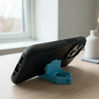 Móc khóa EDC 2-trong-1: Đế đỡ điện thoại & giữ xu xe đẩy (Print-in-Place)