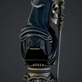 Tượng Bust Necromancer Skeleton – Lich King Dark Fantasy kèm Trượng