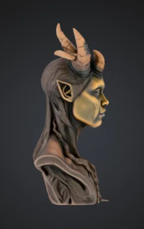 Tượng Bán Thân Quỷ Có Sừng – Nhân Vật Fantasy Tiefling Nam - Image 1