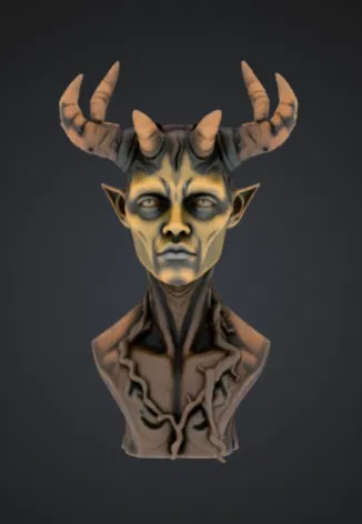 Tượng Bán Thân Quỷ Có Sừng – Nhân Vật Fantasy Tiefling Nam - Image 3