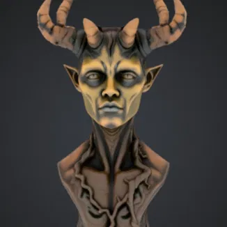 Tượng Bán Thân Quỷ Có Sừng – Nhân Vật Fantasy Tiefling Nam