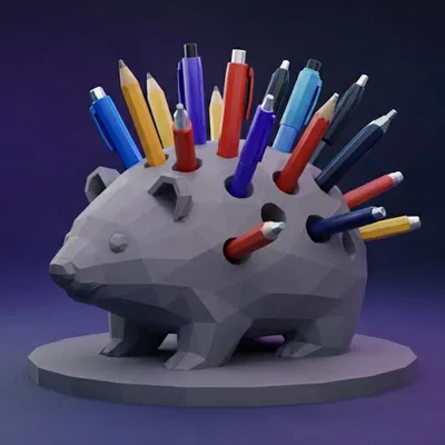 Khay Cắm Bút Nhím Low-Poly: Desktop Organizer Đỉnh Cao