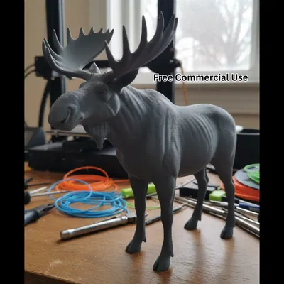 Tượng Nai Sừng Tấm Con (Realistic Moose Calf Statue)