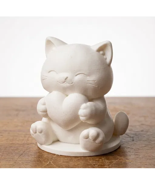 Mèo Cute Ôm Trái Tim – Figurine Valentine In 3D - Image 1