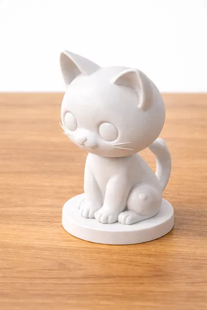 Tượng Mèo Chibi Dễ Thương – Mẫu 3D In Trang Trí Bàn (Kèm Đế) - Image 1