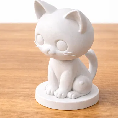 Tượng Mèo Chibi Dễ Thương – Mẫu 3D In Trang Trí Bàn (Kèm Đế)