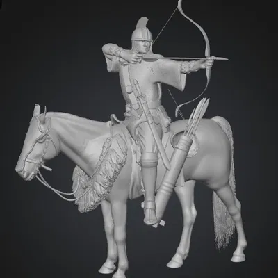 Cung thủ cưỡi ngựa mặc áo giáp xích