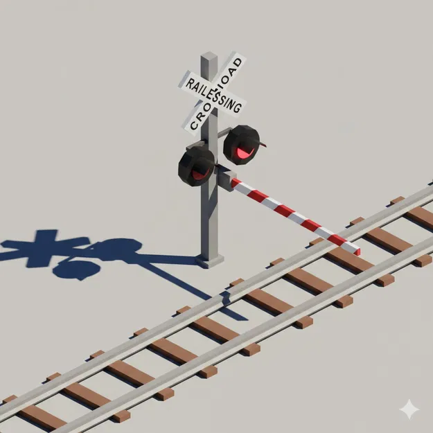 Đường ngang đường sắt Low Poly - Image 1