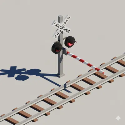 Đường ngang đường sắt Low Poly
