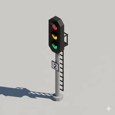 Cột tín hiệu tàu hỏa Low Poly