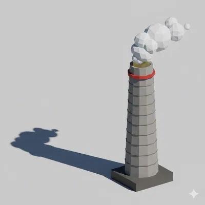 Ống khói nhà máy Low Poly