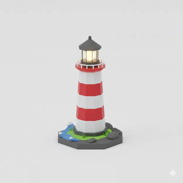 Hải đăng Low Poly (Lighthouse Low Poly) - Image 1