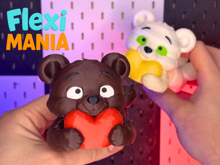 Gấu Valentine Flexi Articulated Print-in-Place – Không cần Supports - Image 1