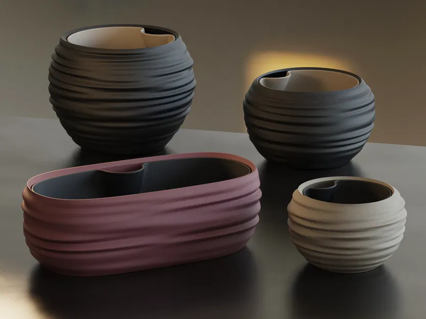 Chậu Japandi Wabi-Sabi tự tưới nước (kèm insert) - Image 1