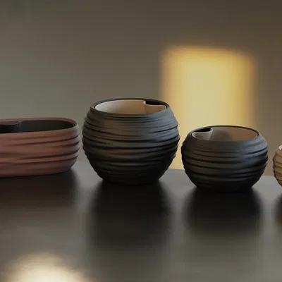Chậu Japandi Wabi-Sabi tự tưới nước (kèm insert)