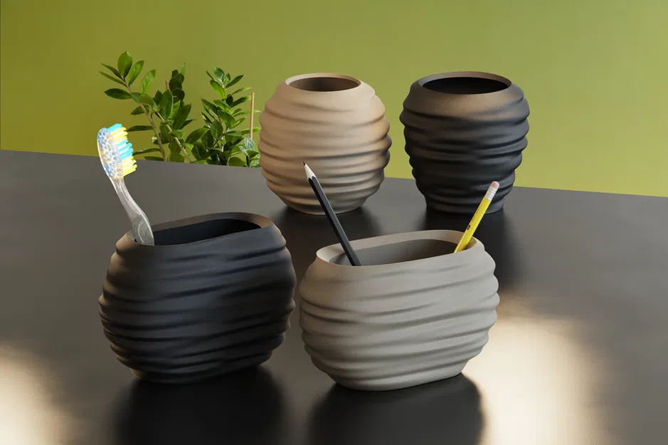 Ống Đựng Bút & Ly Đựng Cọ Japandi Wabi-Sabi Hiện Đại - Image 3