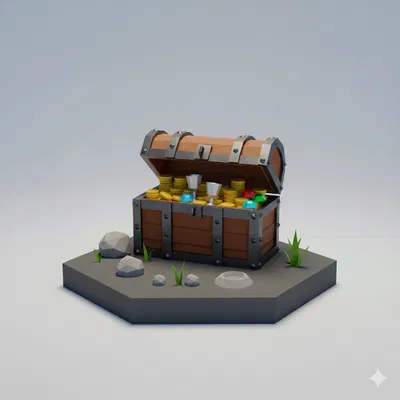 Rương Báu Low Poly (Treasure Chest Low Poly)