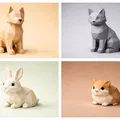 Bộ Low Poly Pets Set – Chó, Mèo, Thỏ & Hamster hình học tối giản - Thumbnail 2
