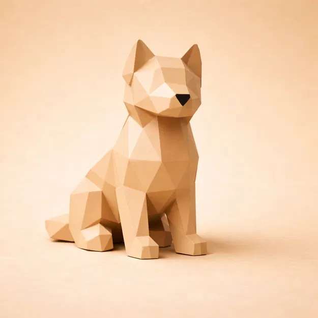 Bộ Low Poly Pets Set – Chó, Mèo, Thỏ & Hamster hình học tối giản - Image 3