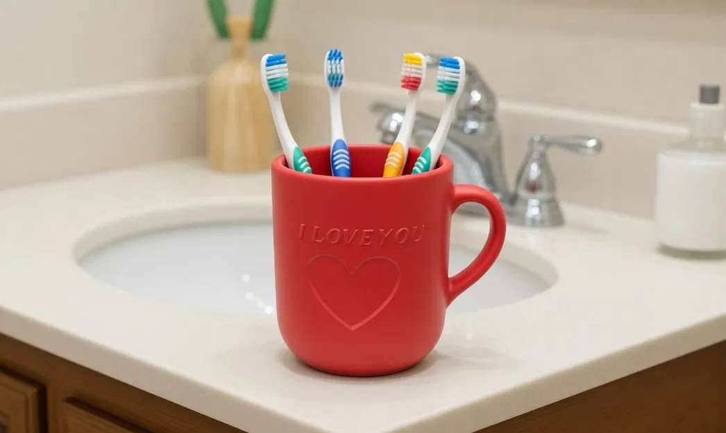 Ly (mug) lãng mạn để cắm/đựng bàn chải đánh răng - Image 1
