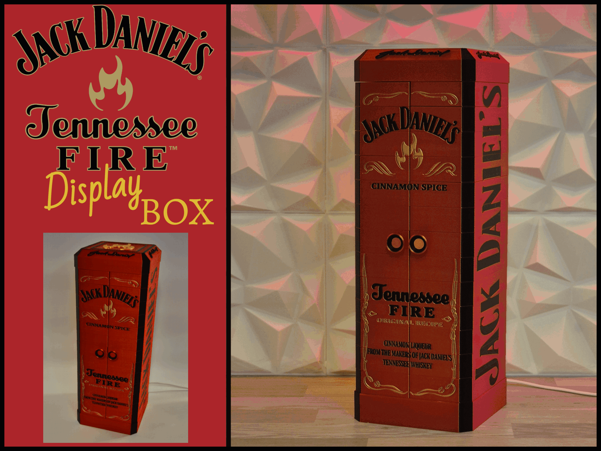 Hộp trưng bày cửa gập Jack Daniels Fire (Folding Door Display Box) - Thumbnail 1