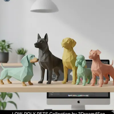 Bộ Low-Poly Pets Collection: Series Tối Giản Cho Các Giống Chó Cưng