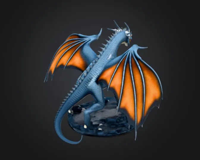 Tượng Rồng Xanh Dang Cánh – Mô hình rồng fantasy in 3D - Image 2