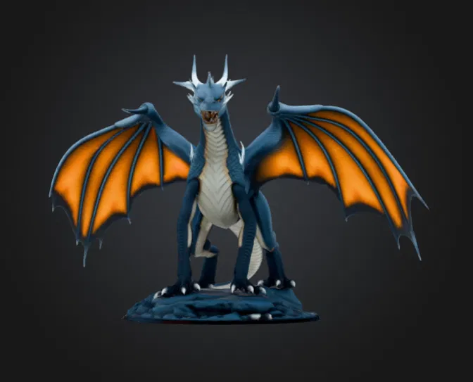 Tượng Rồng Xanh Dang Cánh – Mô hình rồng fantasy in 3D - Image 3