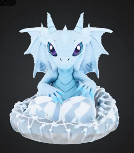 Baby Ice Dragon Hatchling – Rồng Băng Con Chibi Cực Cute Bên Ổ Trứng - Image 1