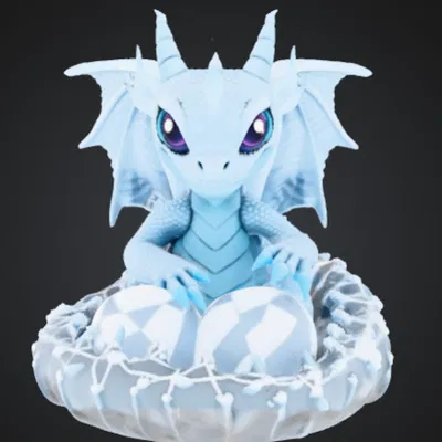 Baby Ice Dragon Hatchling – Rồng Băng Con Chibi Cực Cute Bên Ổ Trứng