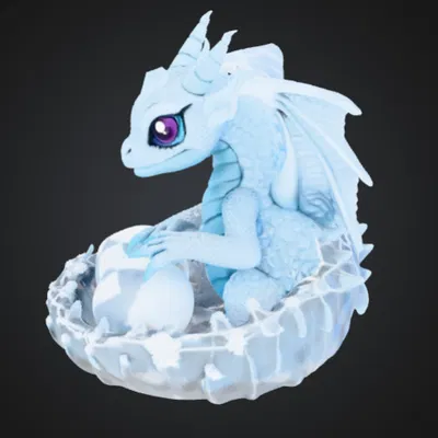 Baby Ice Dragon Hatchling – Rồng Băng Con Chibi Cực Cute Bên Ổ Trứng