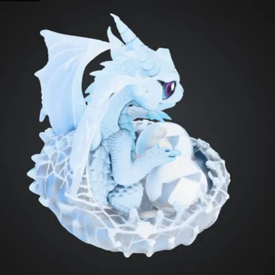 Baby Ice Dragon Hatchling – Rồng Băng Con Chibi Cực Cute Bên Ổ Trứng