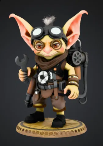 Steampunk Goblin Tinkerer – Mô hình mini fantasy thợ máy dễ thương - Image 1