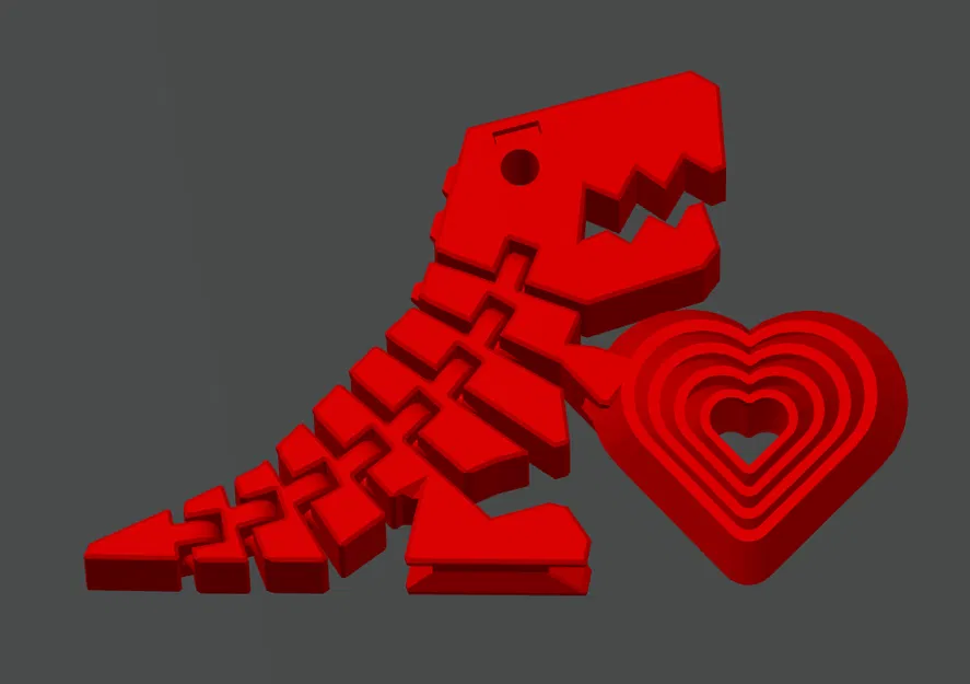 Flexi-Rexi-Fidget-Heart – Khủng long flexi ôm trái tim fidget - Image 1