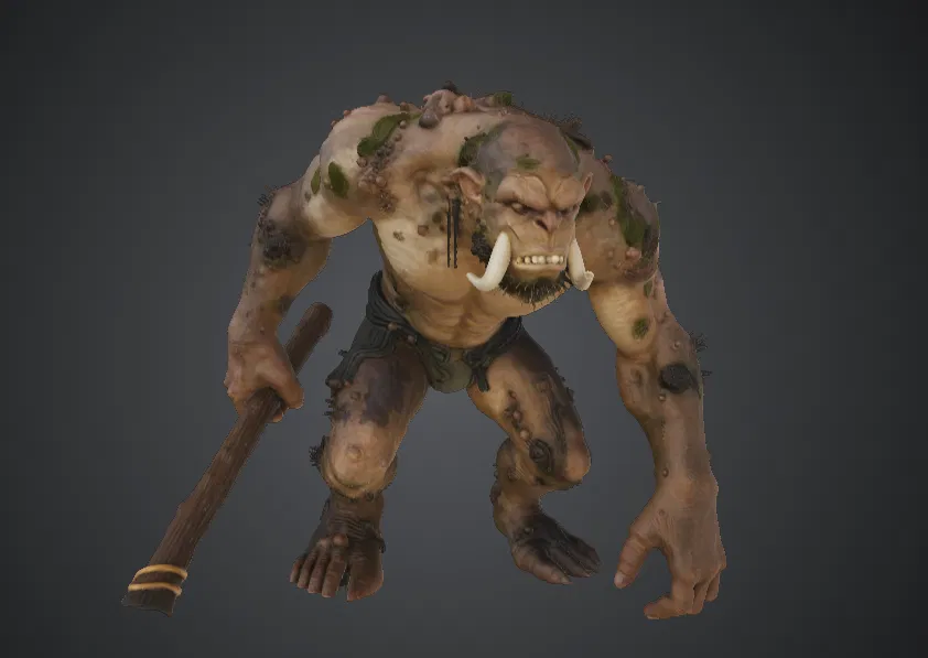 Cave Troll Brute cầm Chùy – Quái Vật Fantasy Hoang Dã - Image 1