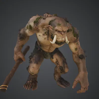 Cave Troll Brute cầm Chùy – Quái Vật Fantasy Hoang Dã