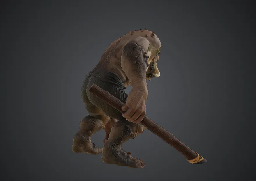 Cave Troll Brute cầm Chùy – Quái Vật Fantasy Hoang Dã - Image 2