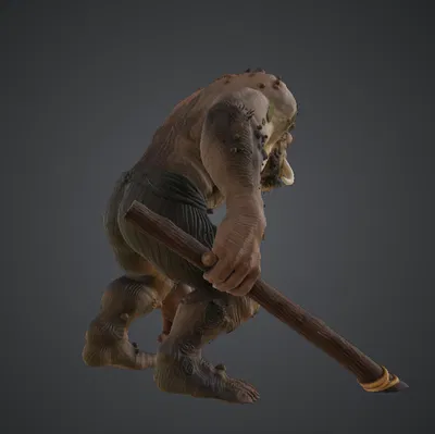 Cave Troll Brute cầm Chùy – Quái Vật Fantasy Hoang Dã