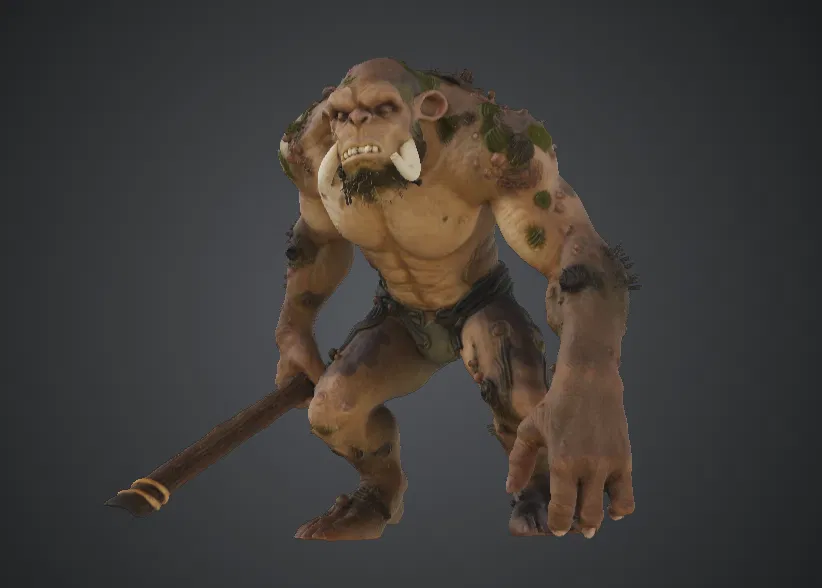 Cave Troll Brute cầm Chùy – Quái Vật Fantasy Hoang Dã - Image 3