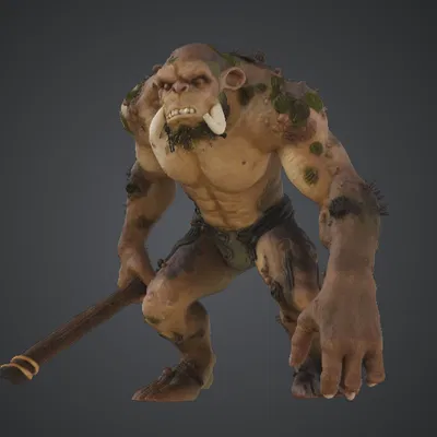 Cave Troll Brute cầm Chùy – Quái Vật Fantasy Hoang Dã