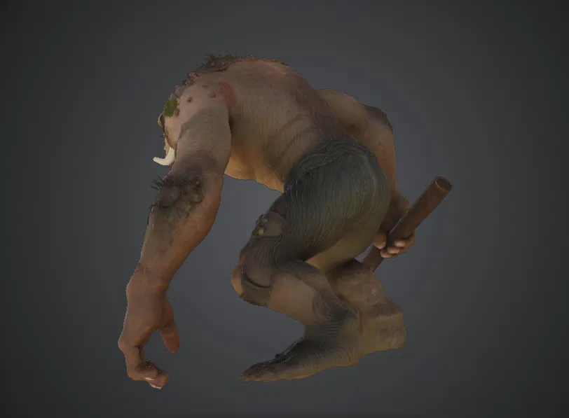 Cave Troll Brute cầm Chùy – Quái Vật Fantasy Hoang Dã - Image 4