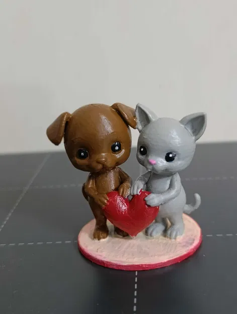 Mèo & Chó Valentine ôm Trái Tim - Image 1