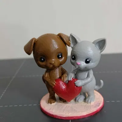 Mèo & Chó Valentine ôm Trái Tim