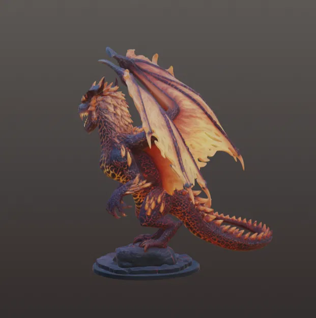 Volcanic Drake – Rồng Fantasy Núi Lửa Siêu Chi Tiết - Image 1