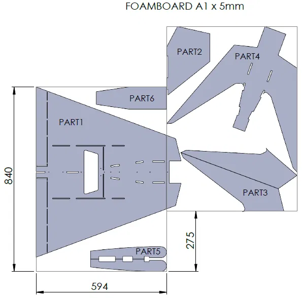 Template cắt foamboard Stingray FPV (Stingray FPV Cutting Templates) - Image 9