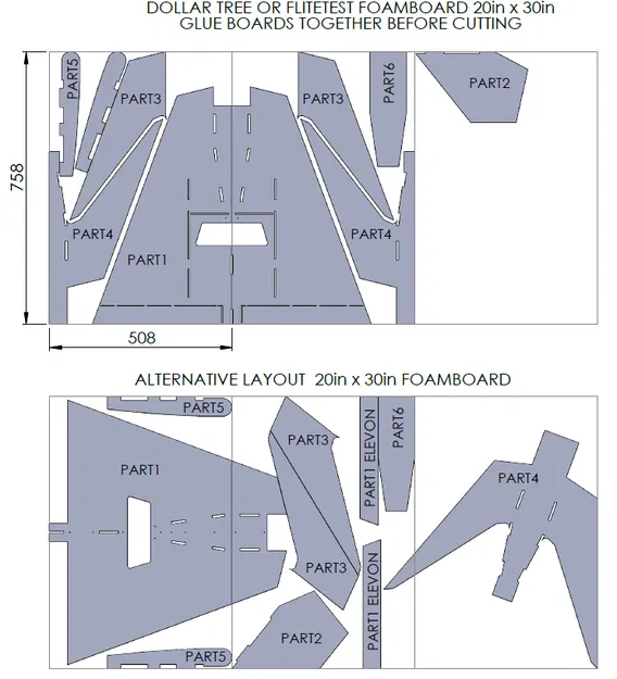 Template cắt foamboard Stingray FPV (Stingray FPV Cutting Templates) - Image 10