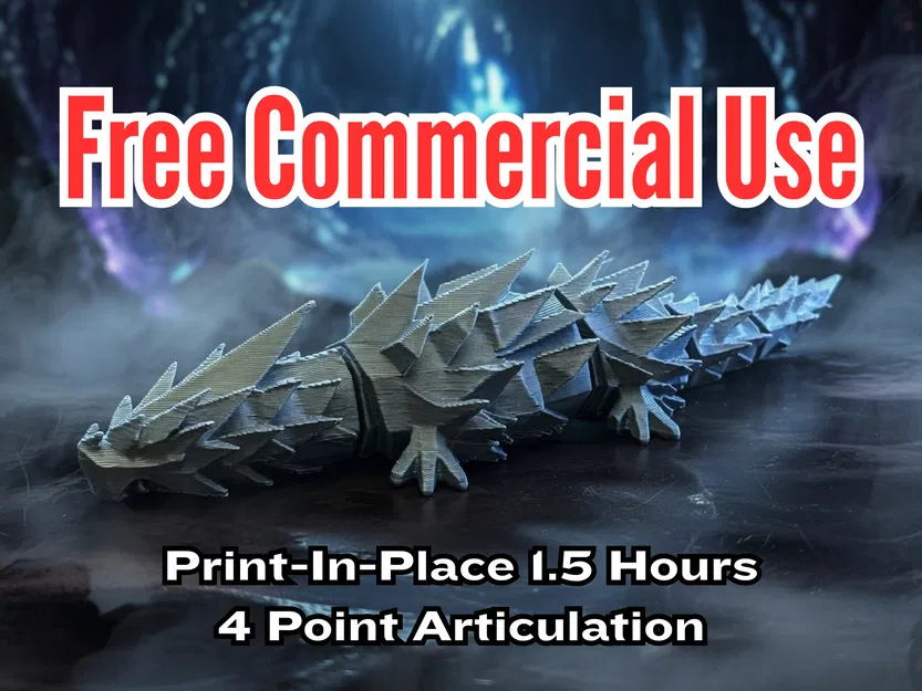 Rồng Kim Cương Khớp Nối Print-in-Place (Diamond Dragon Articulated Toy) - Image 1