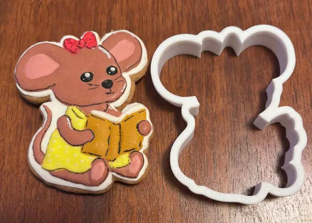 Khuôn cắt bánh quy chủ đề chuột (chuột đọc sách, cầm hoa, làm đầu bếp) - Image 4