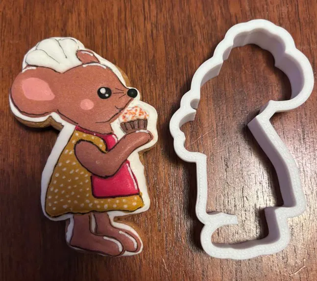 Khuôn cắt bánh quy chủ đề chuột (chuột đọc sách, cầm hoa, làm đầu bếp) - Image 5