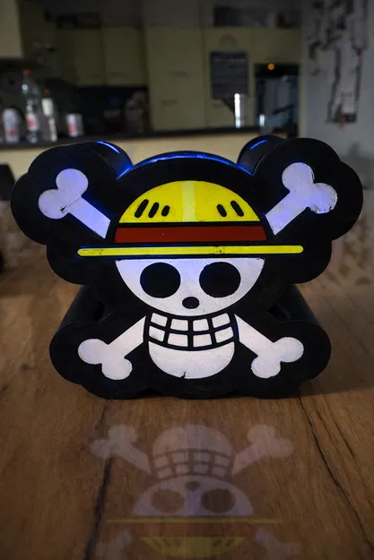 Ống Cắm Bút Đầu Lâu Mũ Rơm gắn LED – RGB Desk Organizer | Dễ In - Image 5